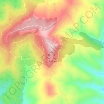 Mappa topografica Burke Mountain, altitudine, rilievo