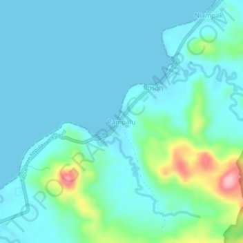 Mappa topografica Pampalu, altitudine, rilievo