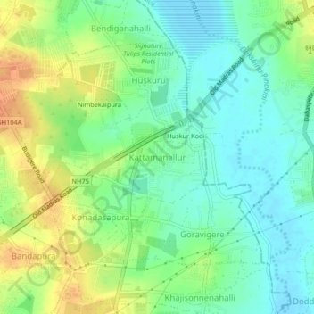 Mappa topografica Kattamanallur, altitudine, rilievo