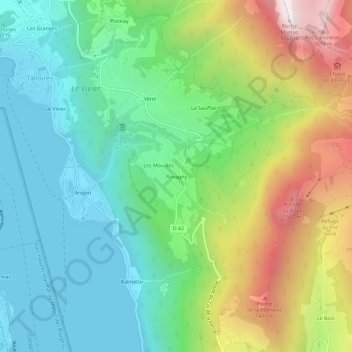 Mappa topografica Rovagny, altitudine, rilievo
