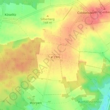 Mappa topografica Wahlsdorf, altitudine, rilievo