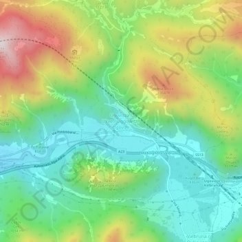 Mappa topografica Ugovizza, altitudine, rilievo