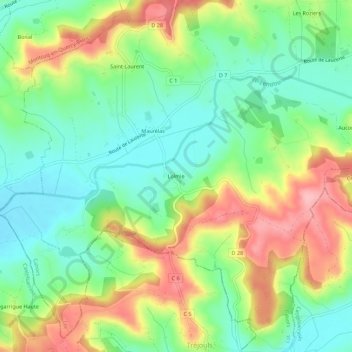 Mappa topografica Lolmie, altitudine, rilievo