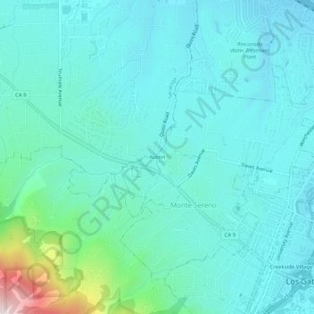 Mappa topografica Austin, altitudine, rilievo