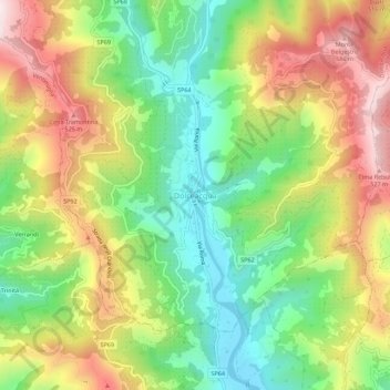 Mappa topografica Dolceacqua, altitudine, rilievo