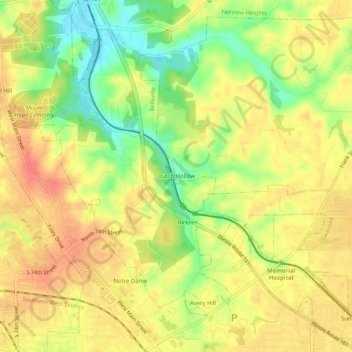 Mappa topografica Dutch Hollow, altitudine, rilievo