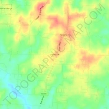 Mappa topografica Landmark, altitudine, rilievo