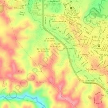 Mappa topografica Vereda de Torres, altitudine, rilievo