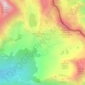 Mappa topografica Camp Soubran, altitudine, rilievo