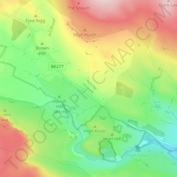 Mappa topografica Forest-in-Teesdale, altitudine, rilievo