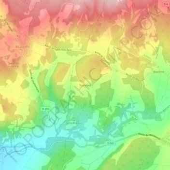 Mappa topografica Toutyfaut, altitudine, rilievo