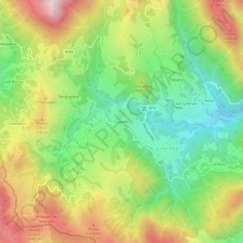 Mappa topografica Castello, altitudine, rilievo