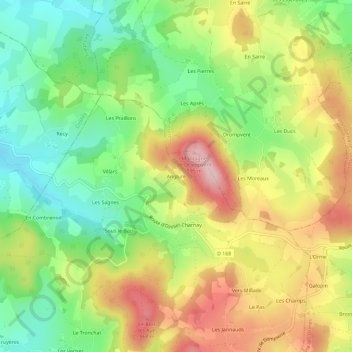 Mappa topografica Anglure, altitudine, rilievo