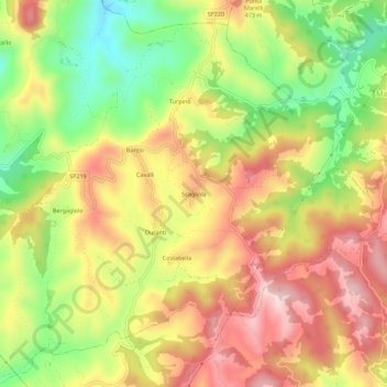 Mappa topografica Scagliola, altitudine, rilievo