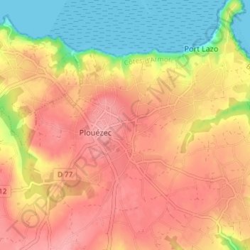 Mappa topografica Goaz Joulin, altitudine, rilievo