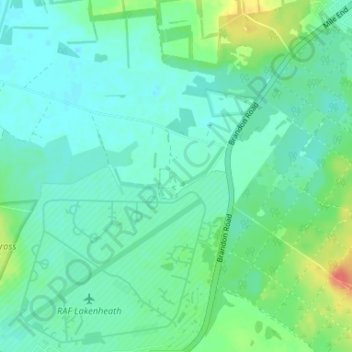 Mappa topografica Wangford, altitudine, rilievo