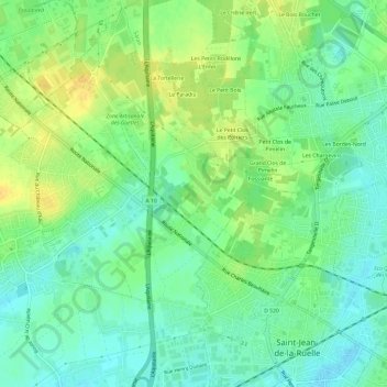 Mappa topografica Montsouris, altitudine, rilievo