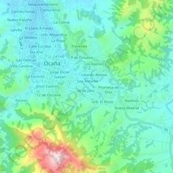 Mappa topografica El Bambo, altitudine, rilievo