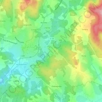 Mappa topografica Salette, altitudine, rilievo