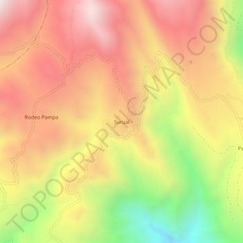 Mappa topografica Surual, altitudine, rilievo