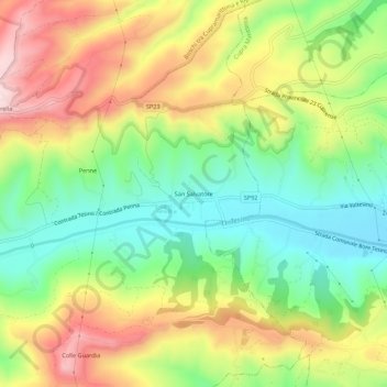 Mappa topografica San Salvatore, altitudine, rilievo