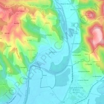 Mappa topografica La Plaine, altitudine, rilievo