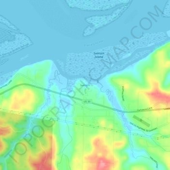 Mappa topografica Svensen, altitudine, rilievo