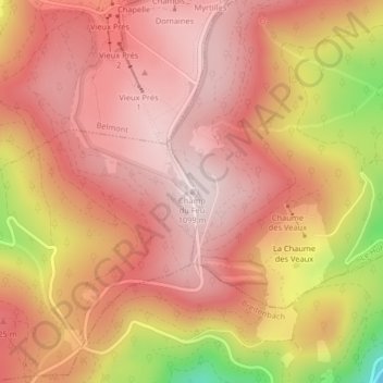 Mappa topografica Champ du Feu, altitudine, rilievo