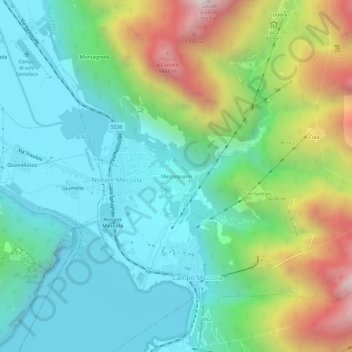 Mappa topografica Mezzolpiano, altitudine, rilievo