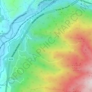 Mappa topografica Pacino, altitudine, rilievo