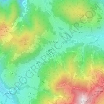 Mappa topografica Oberau, altitudine, rilievo