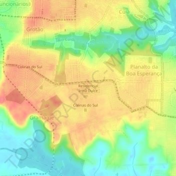Mappa topografica Residencial Irmã Dulce, altitudine, rilievo