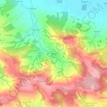 Mappa topografica Rexham, altitudine, rilievo
