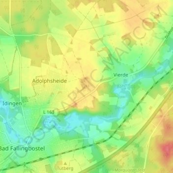 Mappa topografica Klint, altitudine, rilievo