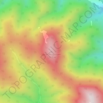 Mappa topografica Bear Mountain, altitudine, rilievo