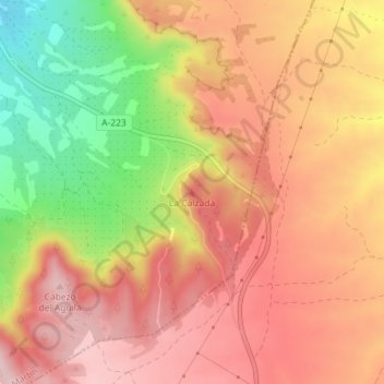 Mappa topografica La Calzada, altitudine, rilievo