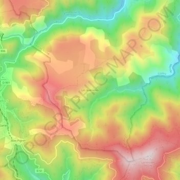 Mappa topografica Les Balmelles, altitudine, rilievo