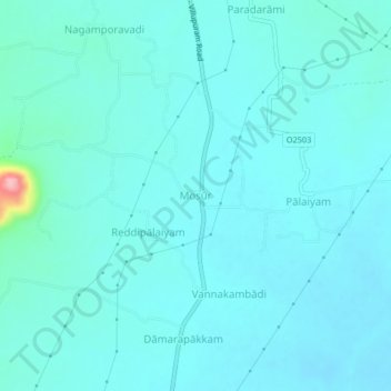 Mappa topografica Mosūr, altitudine, rilievo