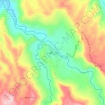 Mappa topografica Cubantia, altitudine, rilievo