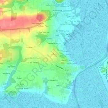 Mappa topografica Le Tertre, altitudine, rilievo