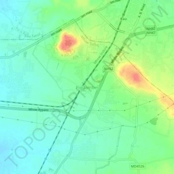 Mappa topografica Pigdamber, altitudine, rilievo