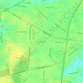 Mappa topografica Lincoln Forest, altitudine, rilievo