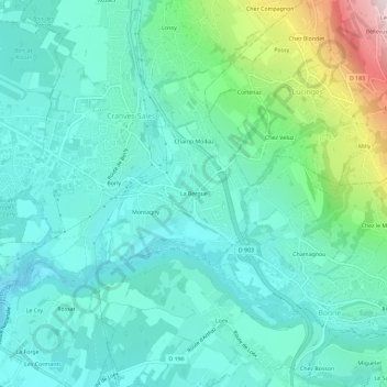 Mappa topografica La Bergue, altitudine, rilievo