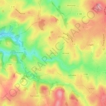 Mappa topografica Laroche, altitudine, rilievo