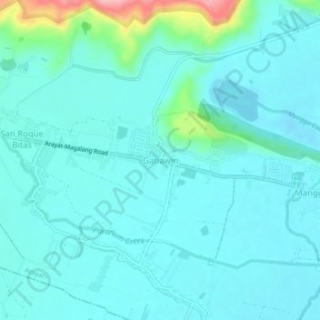 Mappa topografica Gatiawin, altitudine, rilievo