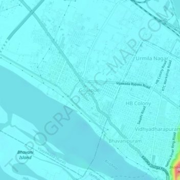 Mappa topografica Gollapudi, altitudine, rilievo