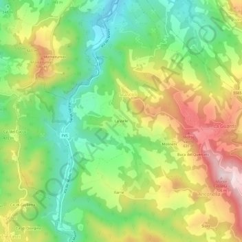 Mappa topografica La Valle, altitudine, rilievo