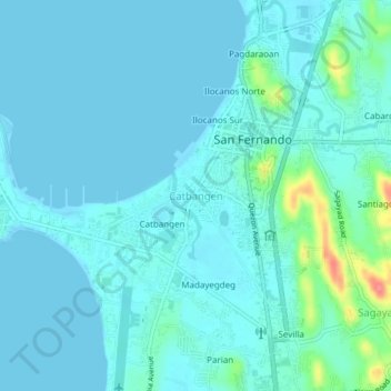 Mappa topografica Catbangen, altitudine, rilievo