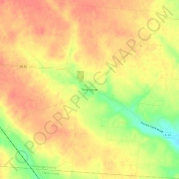 Mappa topografica Terre Haute, altitudine, rilievo