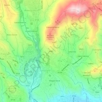 Mappa topografica Vaglio, altitudine, rilievo